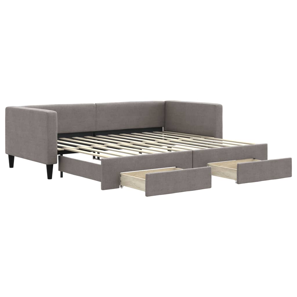 vidaXL Sofá cama nido con cajones tela gris taupe 90x200 cm