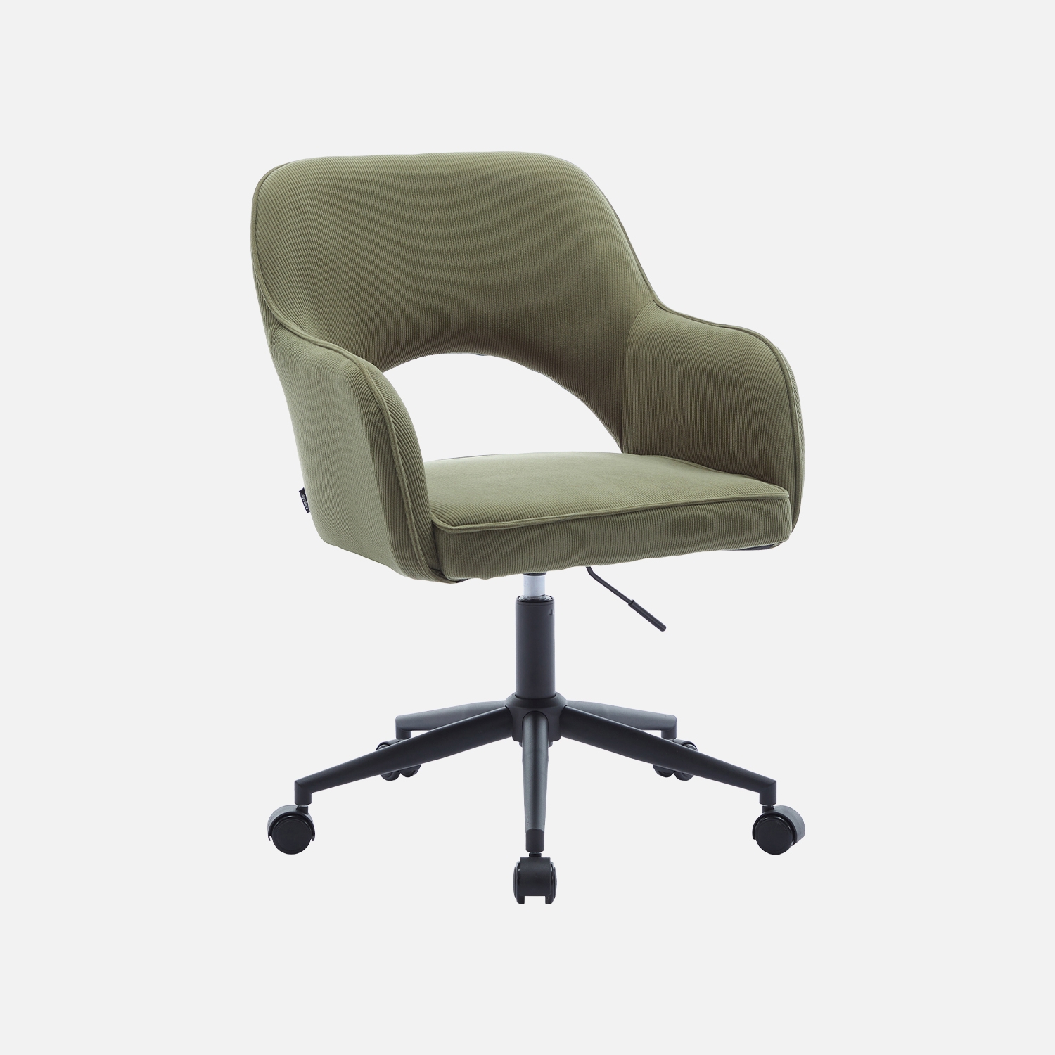 sweeek - Silla de oficina con ruedas de pana fina y base negra , Jim pana , 60x62x99