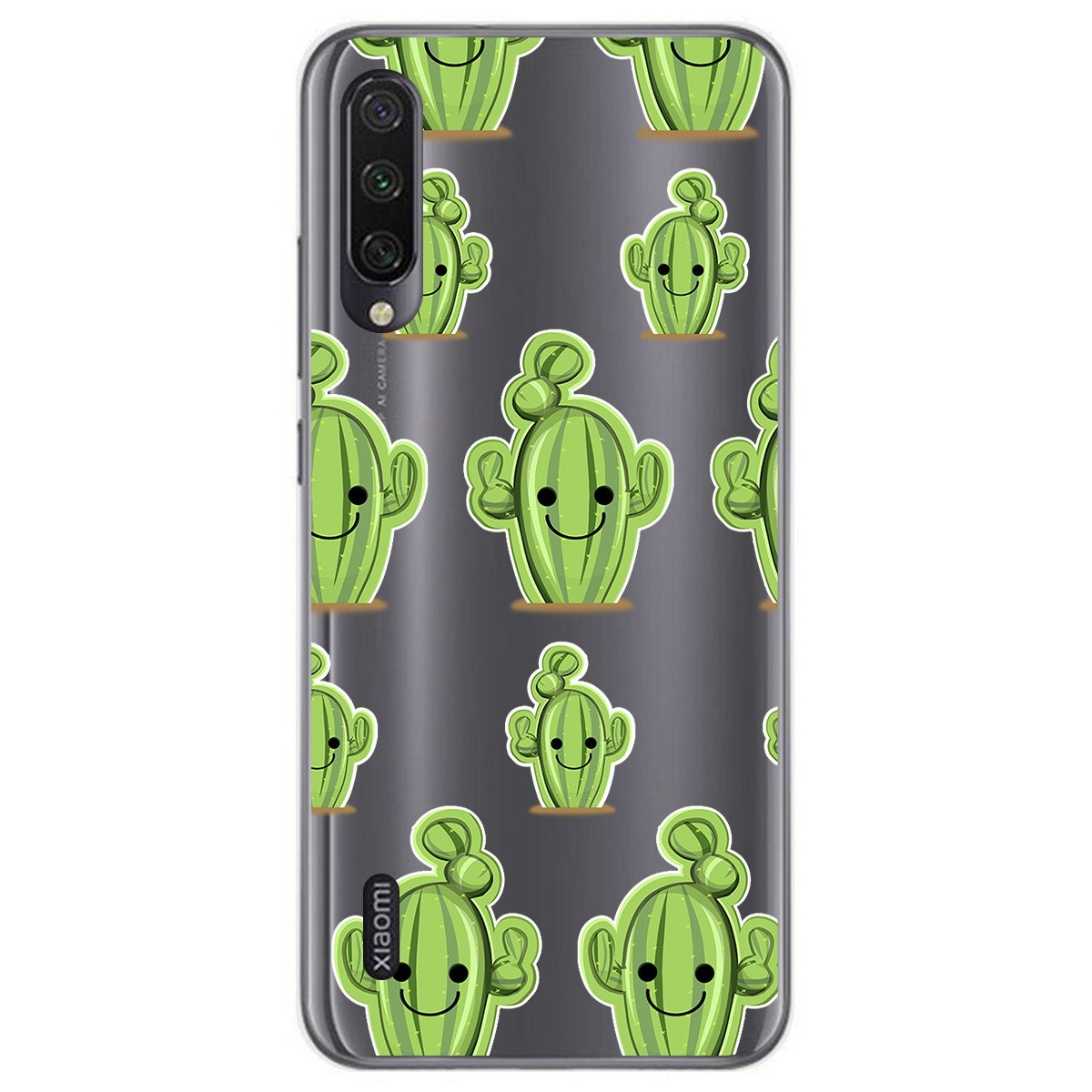 Tumundosmartphone Funda Gel Transparente para Xiaomi Mi A3 diseño Cactus Dibujos