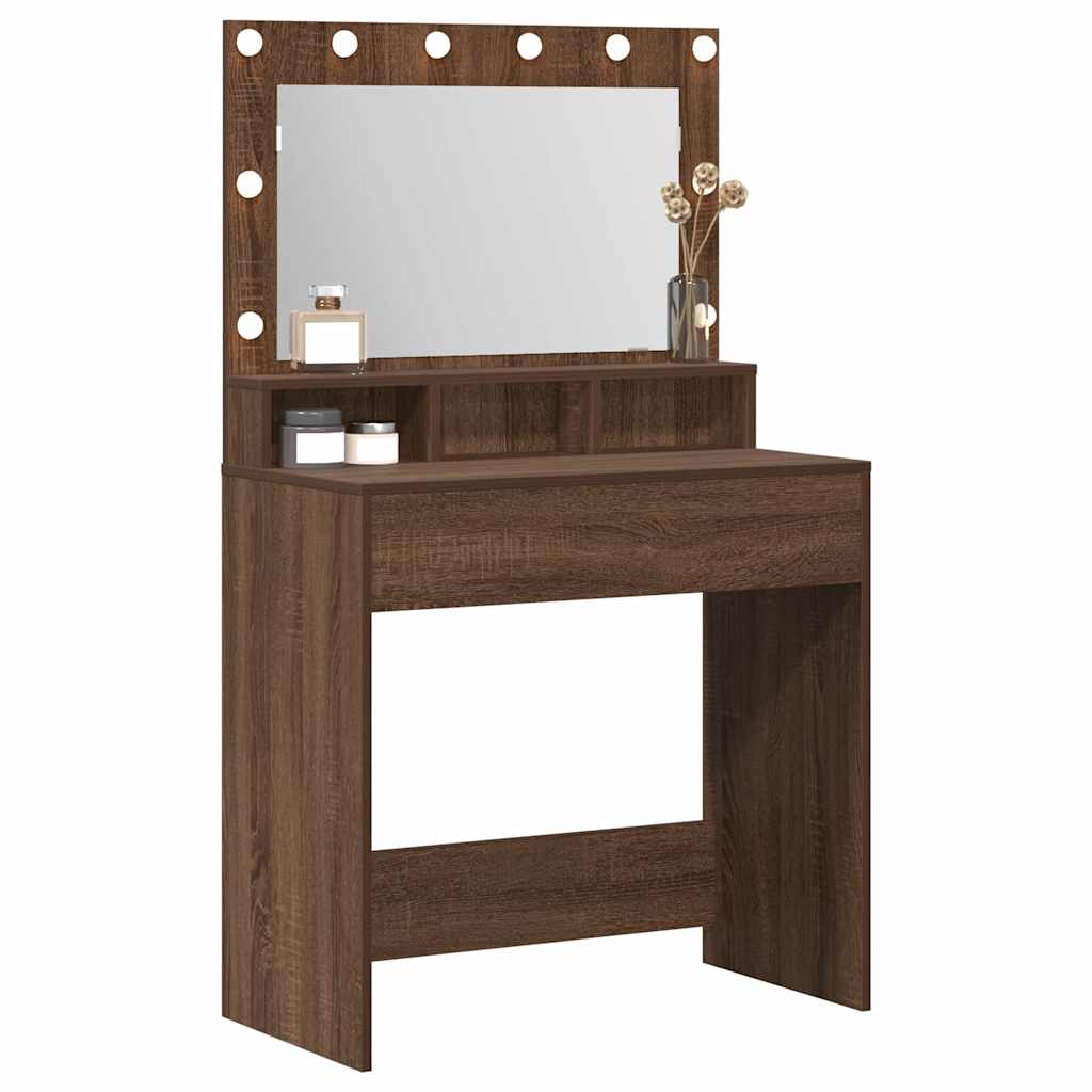 vidaXL Mesa Tocador con estante Roble Marrón 75,5 x 41 x 135 cm