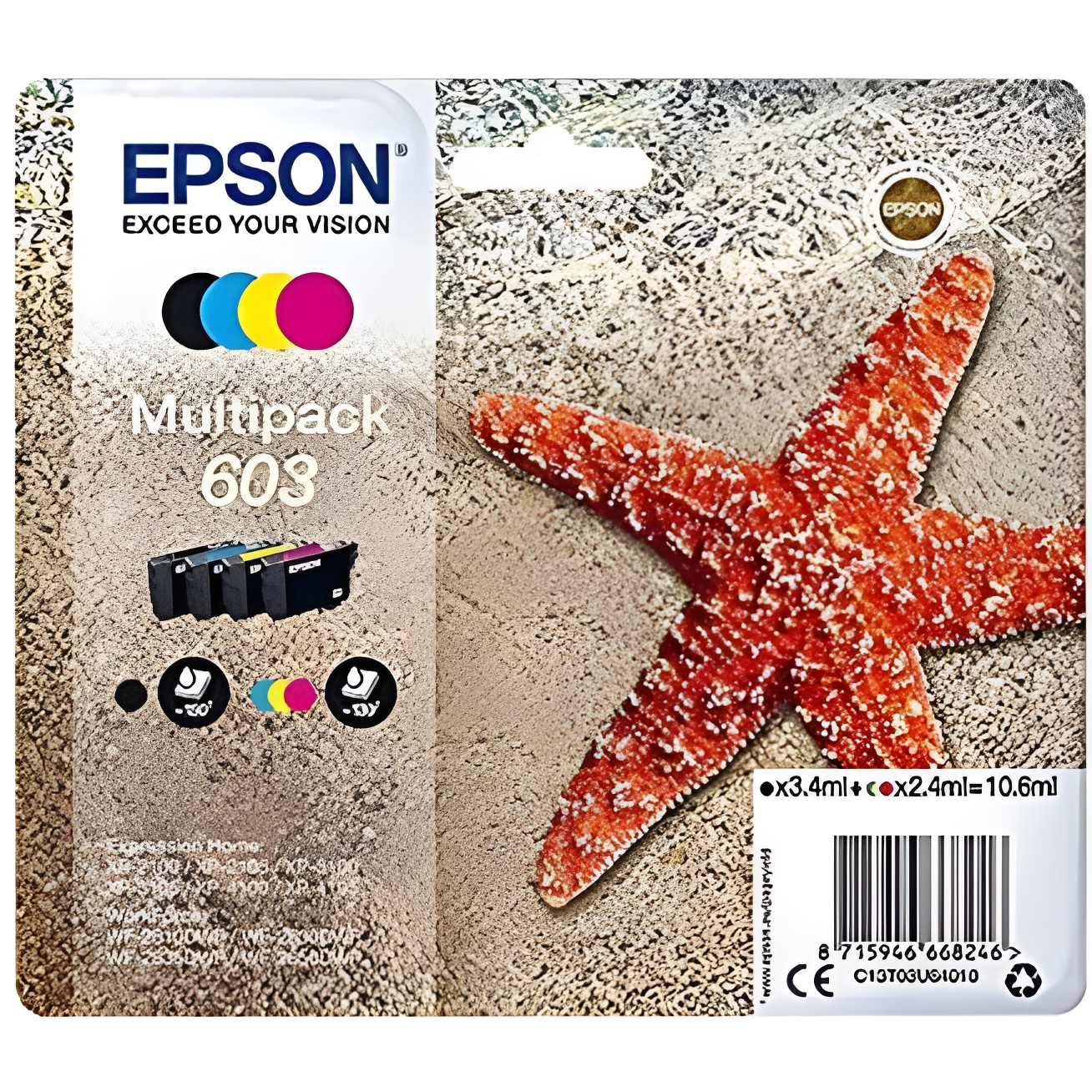 Cartuchos de Tinta Epson Multipack 4 Colores 603 para Impresoras Expression Home y Workforce | Tinta Original | Fiable y de Bajo Coste