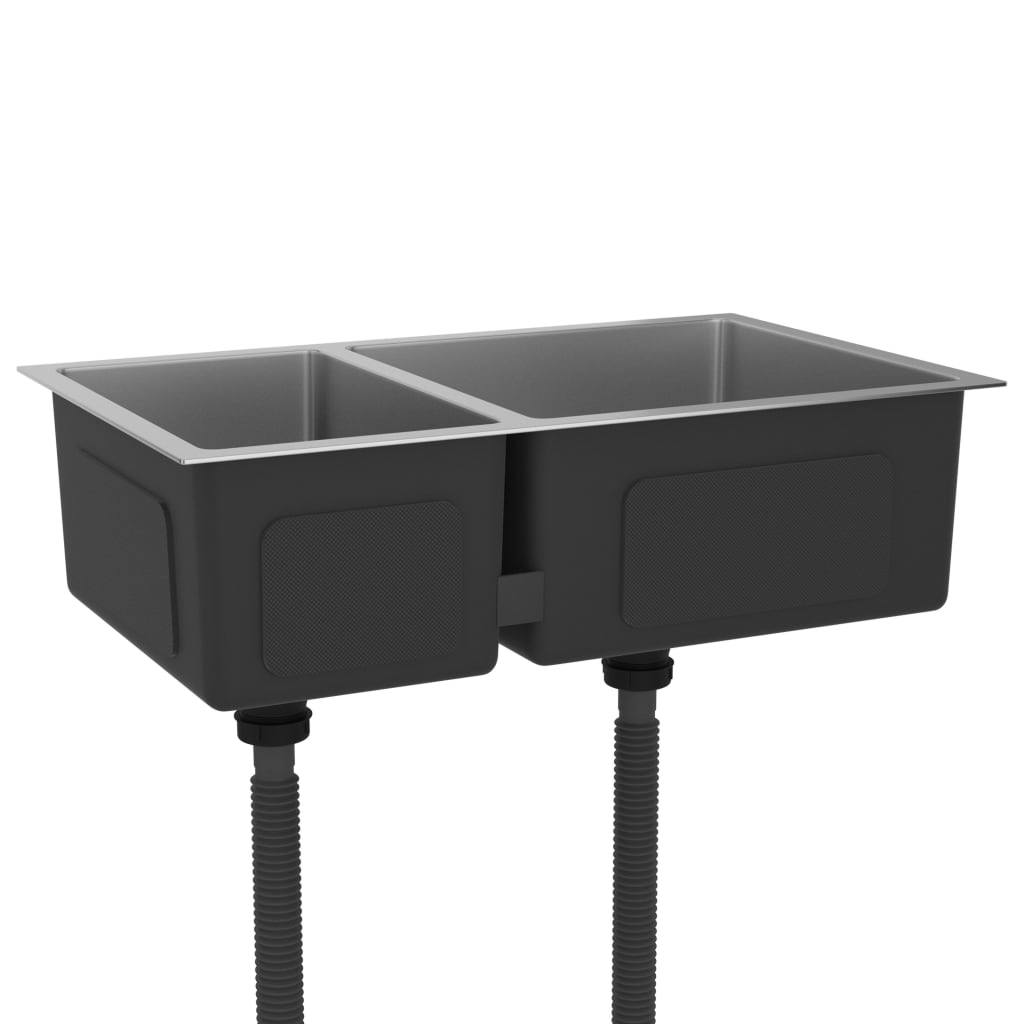 vidaXL Fregadero de Cocina de Acero Inoxidable Lavabo Baño Grifo Decoración Color Plateado,  Negro, y mas