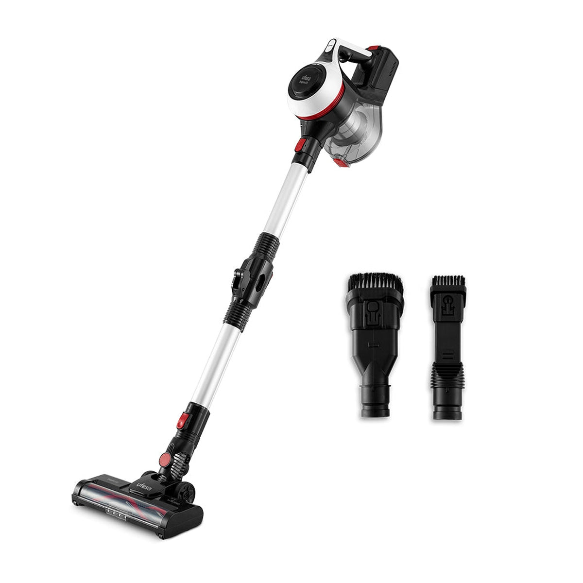 Ufesa - Aspirador escoba Inspire U3 Digital 22.2V sin cable, potencia 150W y succión ≥12KPa, 40 min autonomía, cepillo motorizado con luz y 2 velocidades, depósito 0,8L, ideal para suelos duros y alfombras