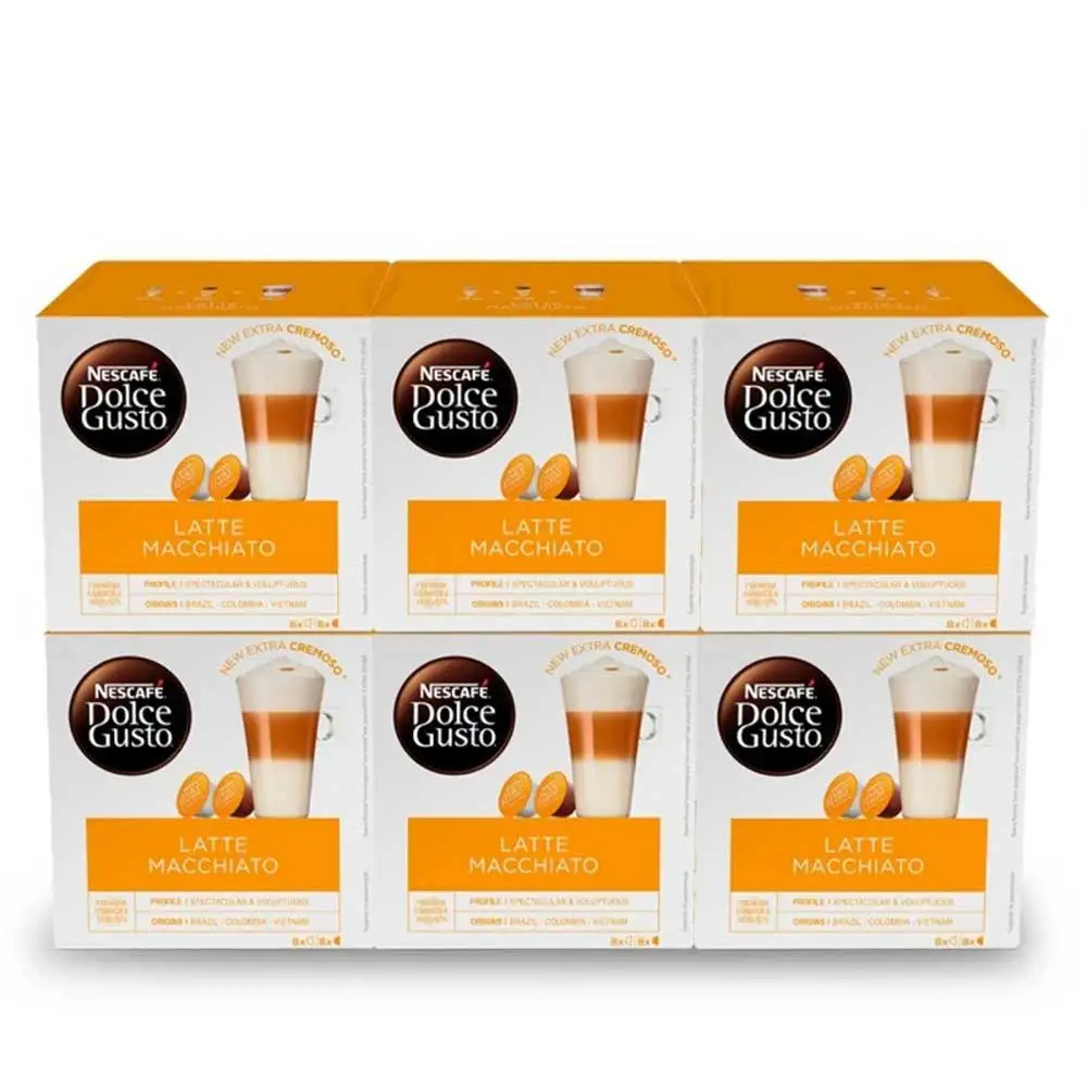 NESCAFÉ Dolce Gusto Latte Macchiato - Cápsulas de Café, 96 Cápsulas (6 x 16) - Originales para cafeteras Dolce Gusto