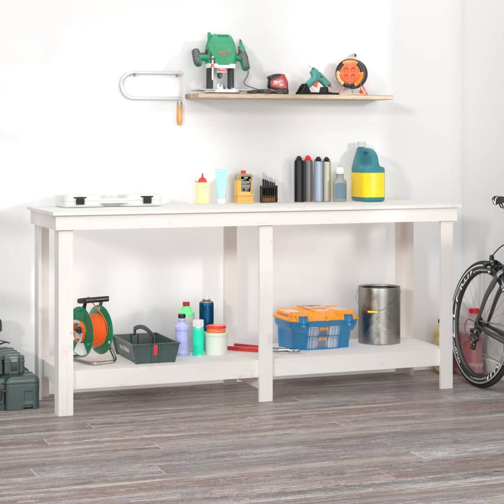 vidaXL Banco de Trabajo de Mesa Herramienta Estante Color Natural,  Blanco,  Gris y mas