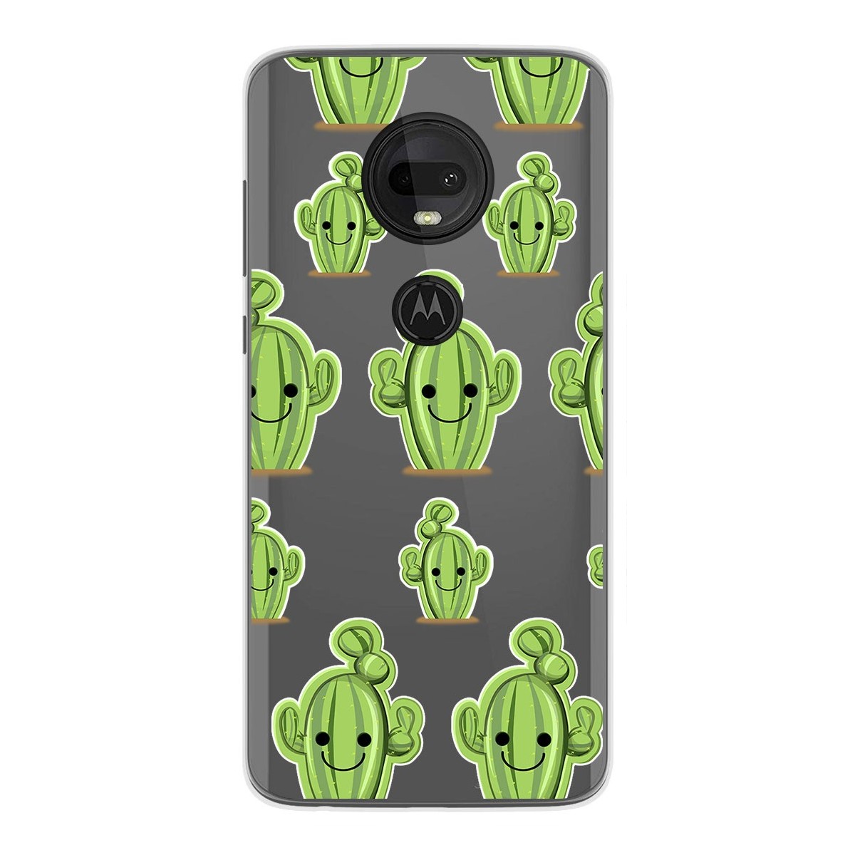 Tumundosmartphone Funda Gel Transparente para Motorola Moto G7 / G7 Plus diseño Cactus Dibujos