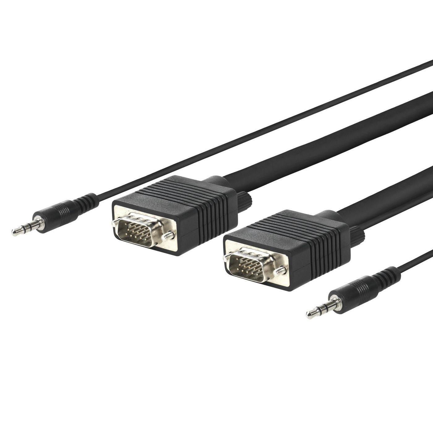 Cable SVGA Microconnect de 3m con Conector Dorado y Audio de 3.5mm