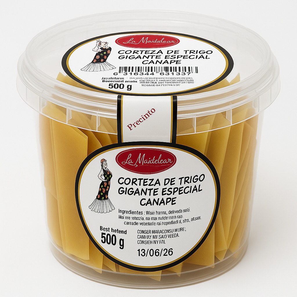 Cortezas gigantes de trigo especial para freír 'LA MADRILEÑA' - Cubo 500 grs - Deliciosos canapés crujientes de alta calidad