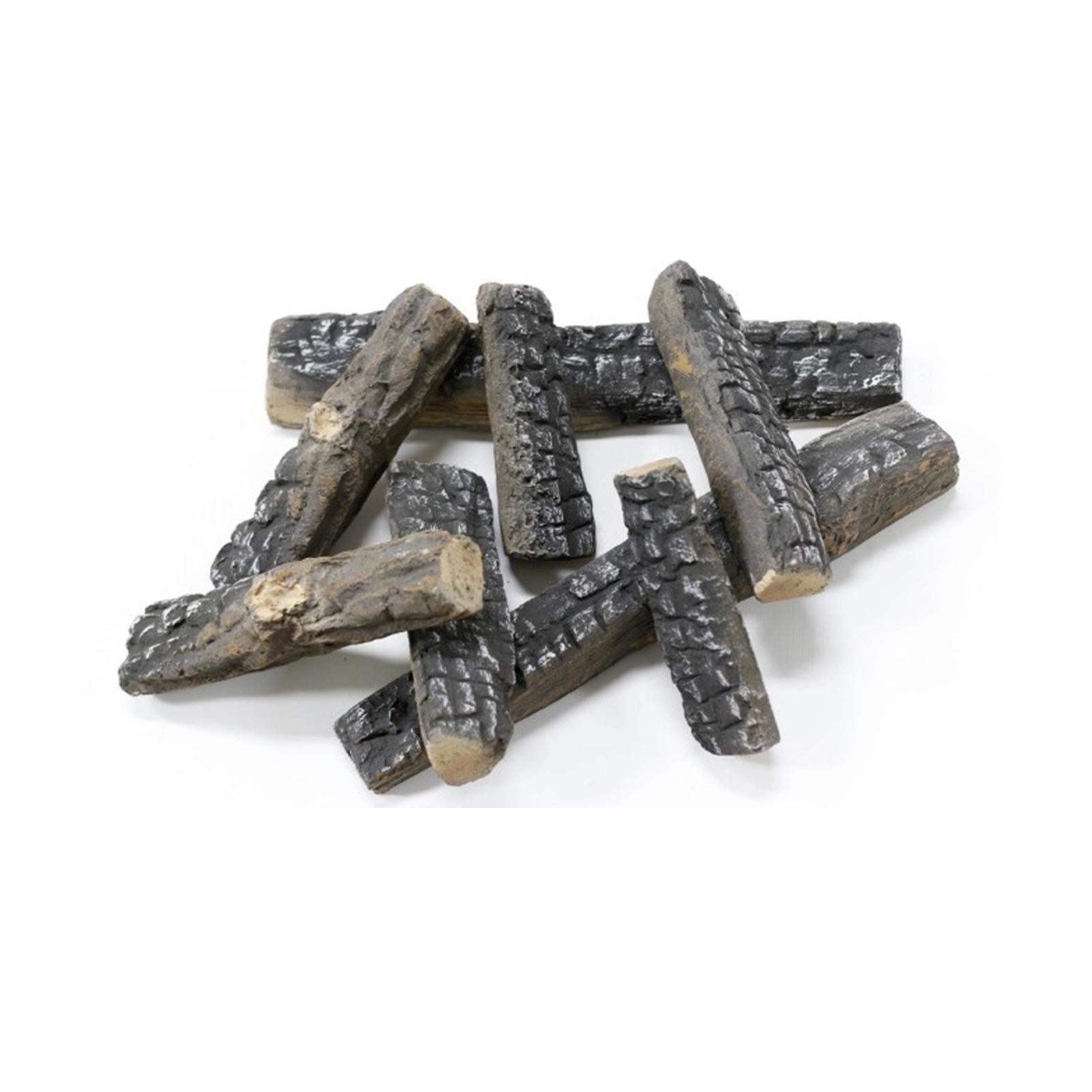 Leños decorativos en gris de fibra cerámica para chimenea. Pack de 8 uds Purline WINCBTOUT-10