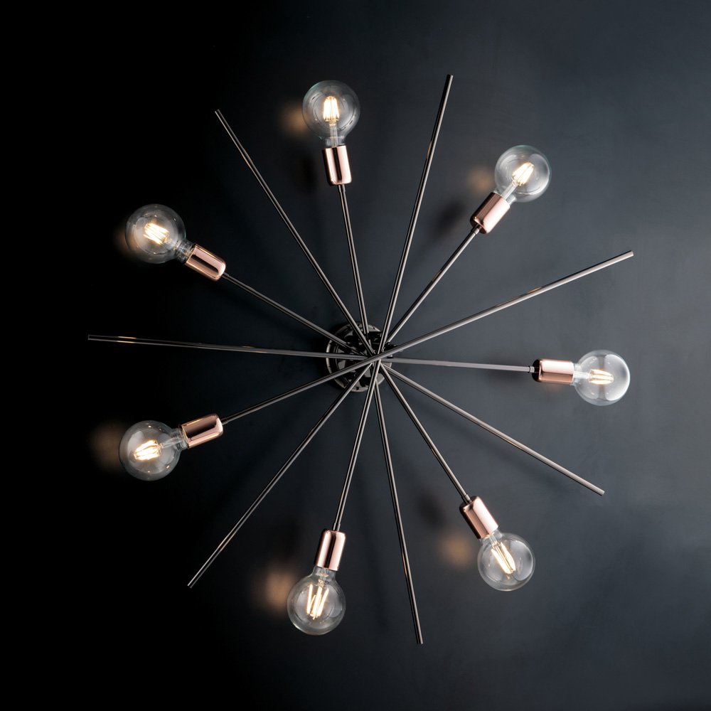 Luz de techo moderna Bloom Cromo Negro Cobre 7 Luces E27