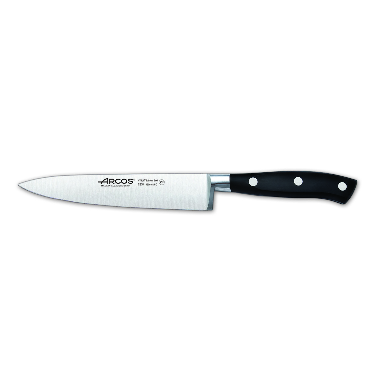Cuchillo cocinero Arcos Riviera 233400 de Acero Nitrum, con Mango de Polioximetileno y 15 cm de Hoja en estuche