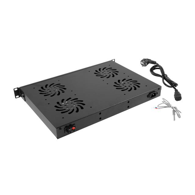 PANEL DE VENTILACIÓN ENRACABLE LANBERG AK-1503-B - LCD - 4 VENTILADORES + TERMOSTATO - 1U - DISEÑADO