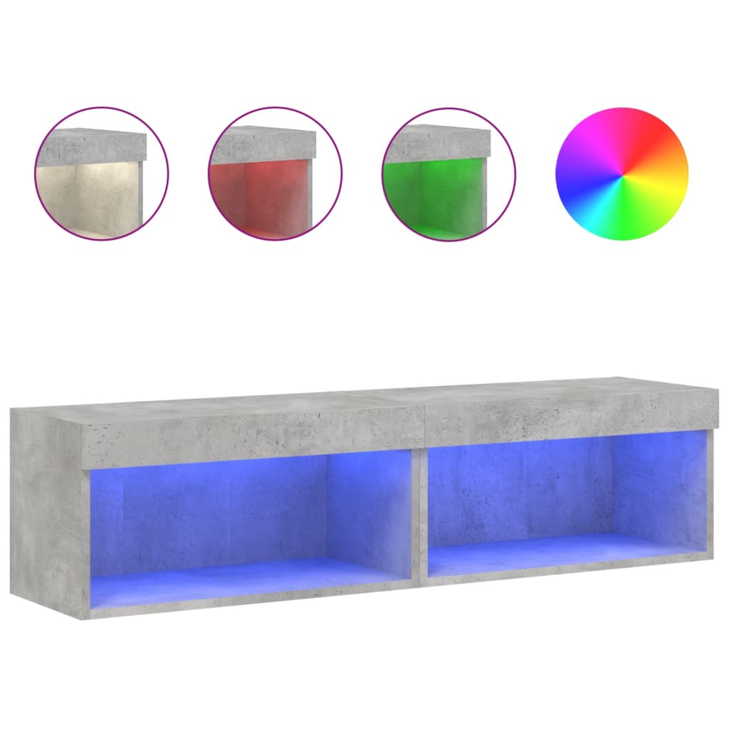 vidaXL Muebles para TV con luces LED 2 uds 60x30x30 cm, Mueble de Salon, Mueble TV, Mueble TV salon, Mesa de TV, Mueble tele