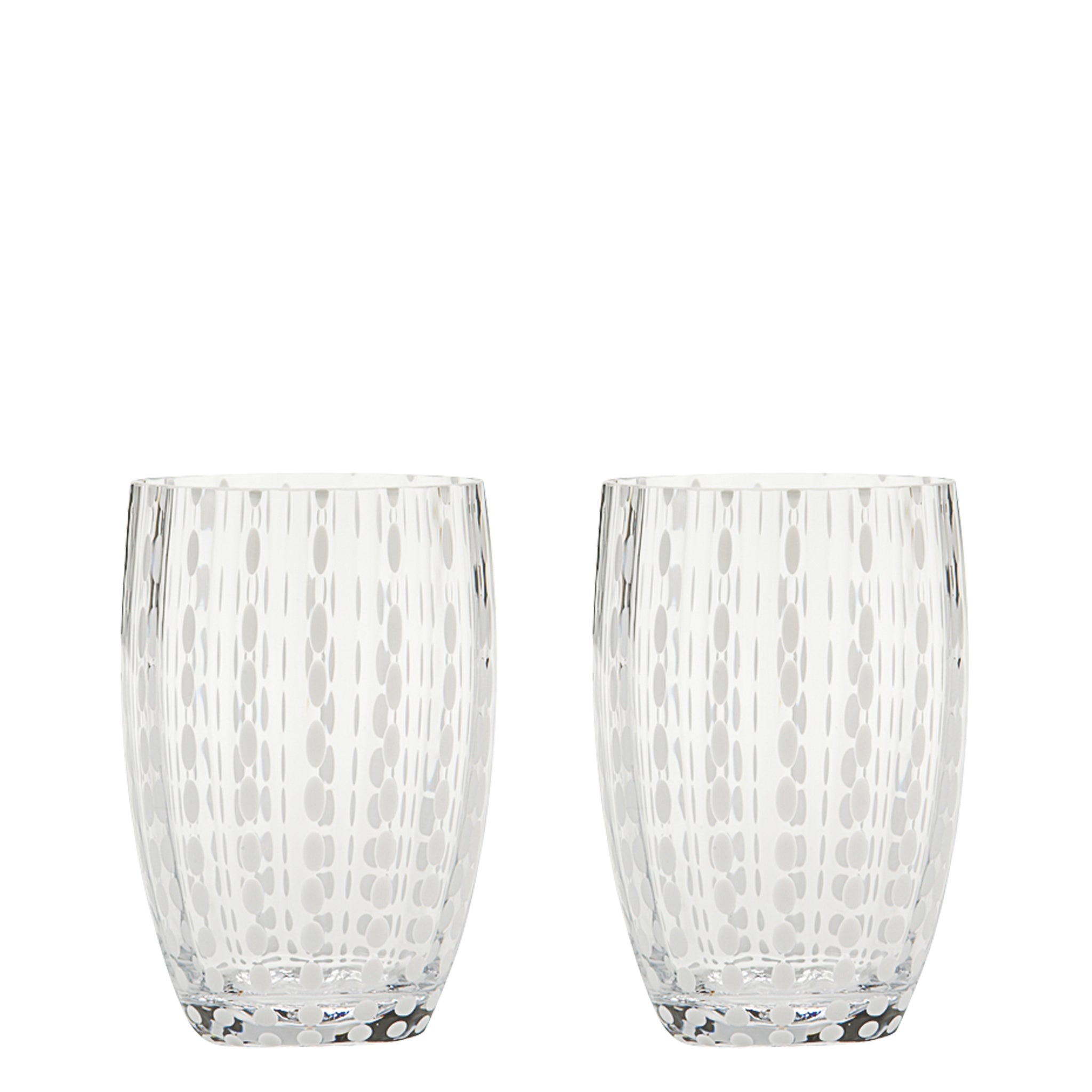 Vaso Transparente Zafferano Perle - Vidrio Coloreado Soplado, 32 cl, Hecho a Mano - Juego de 2 Vasos Artesanos para Agua o Cócteles
