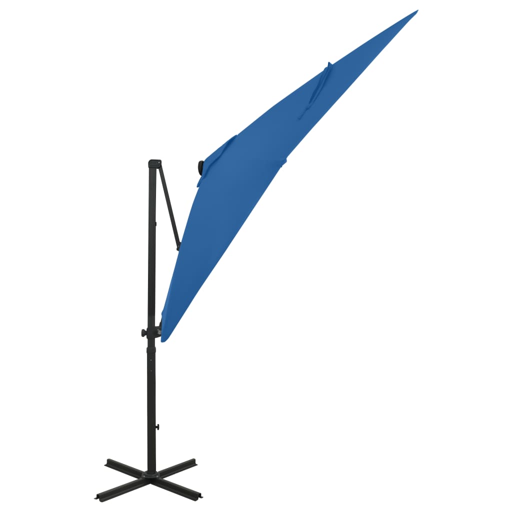 vidaXL Sombrilla voladiza con poste y luces LED 250 cm Color Arena, Verde, Antracita