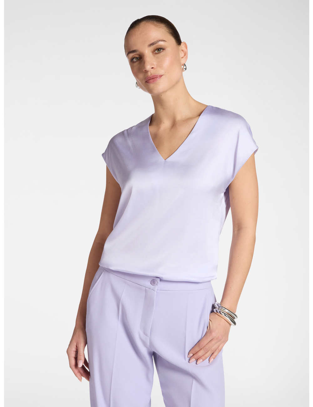 Elena Mirò - Blusa de satén con escote en V