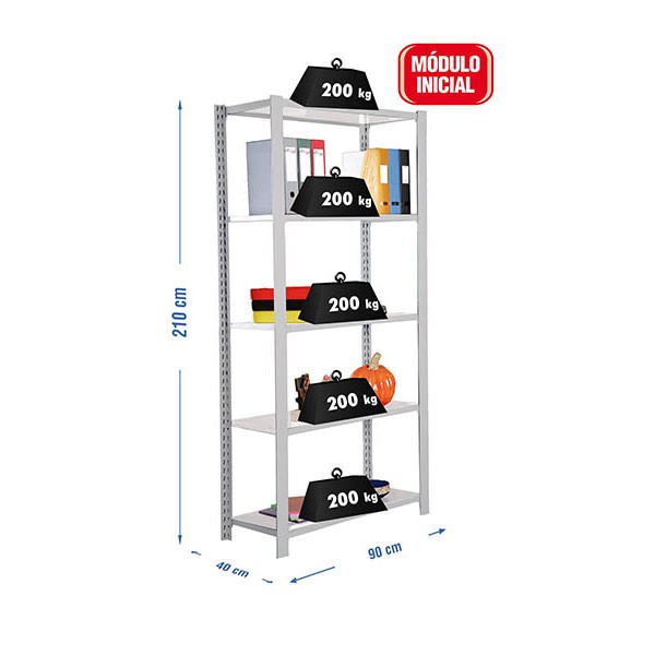 Estantería SIMONRACK Officlick 5/400 metal i.m. Gris/blanco