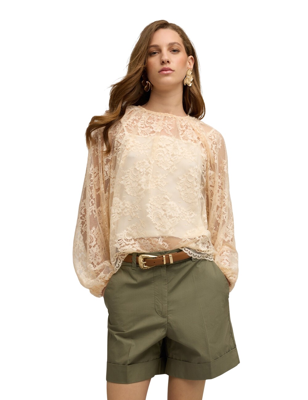 Motivi - Blusa de encaje con mangas ranglan