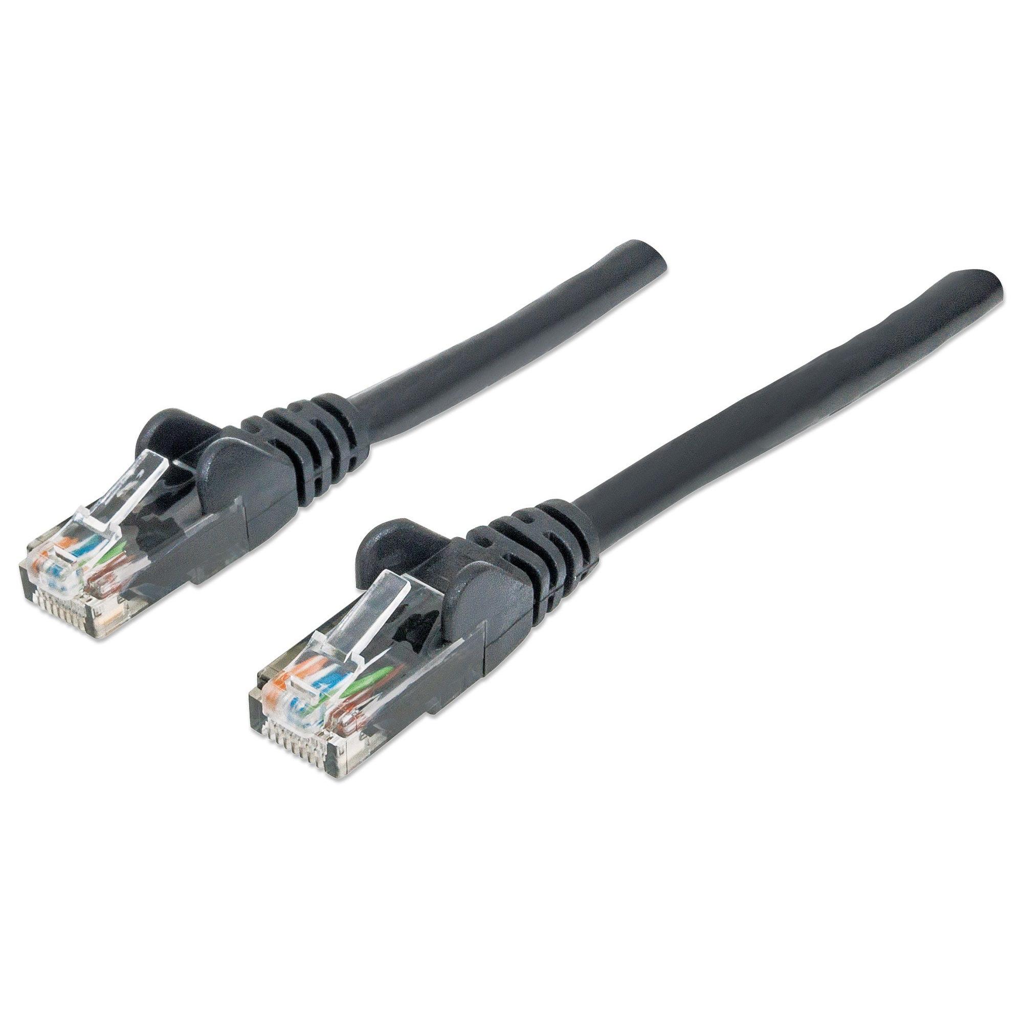 Intellinet PATCH CABLE RJ45 U/UTP CAT6 3.00M, black Ethernet cable with CE certificate for high-speed network connections, perfect for reliable internet connectivity in home or office setups.