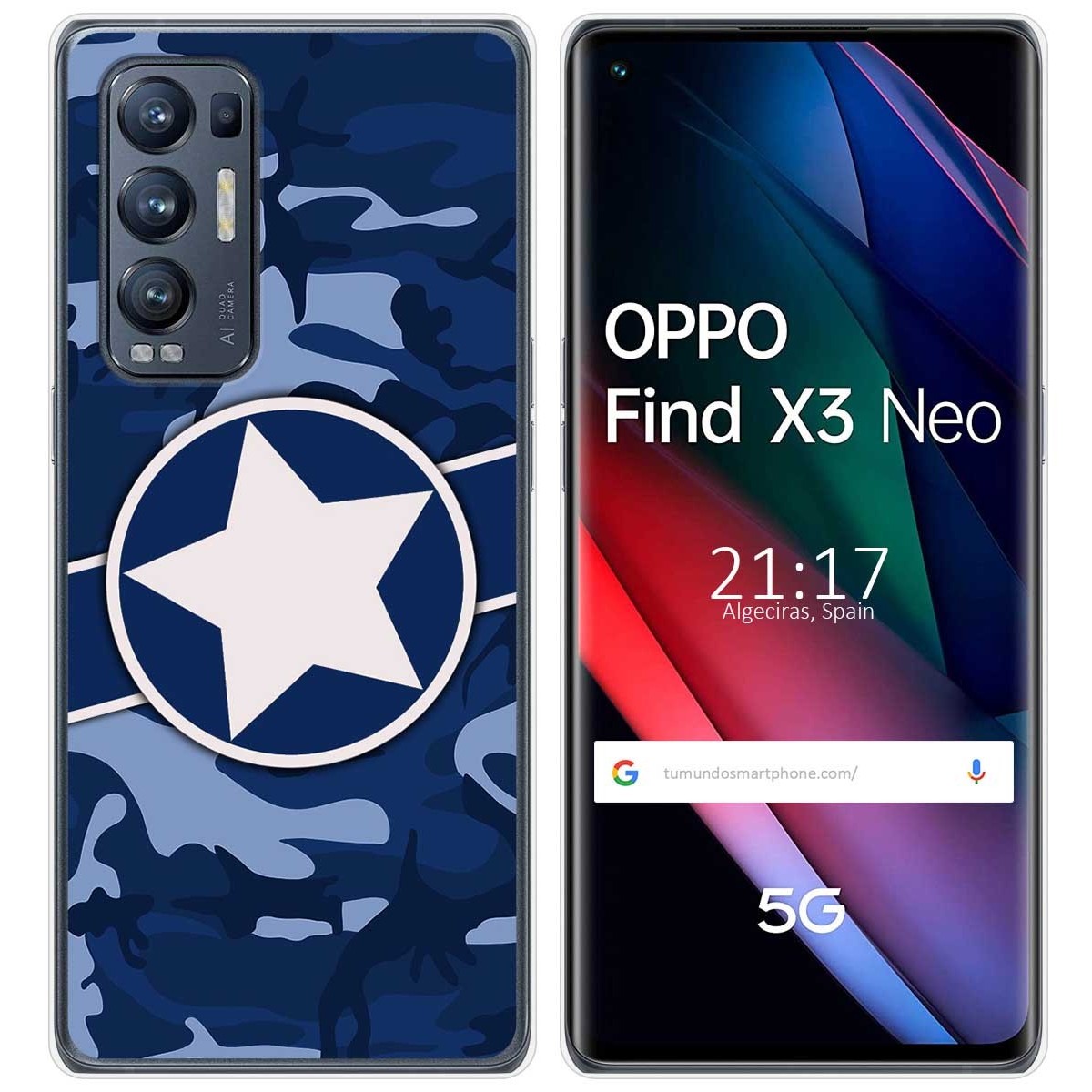 Tumundosmartphone Funda Gel Tpu para Oppo Find X3 Neo 5G diseño Camuflaje 03 Dibujos