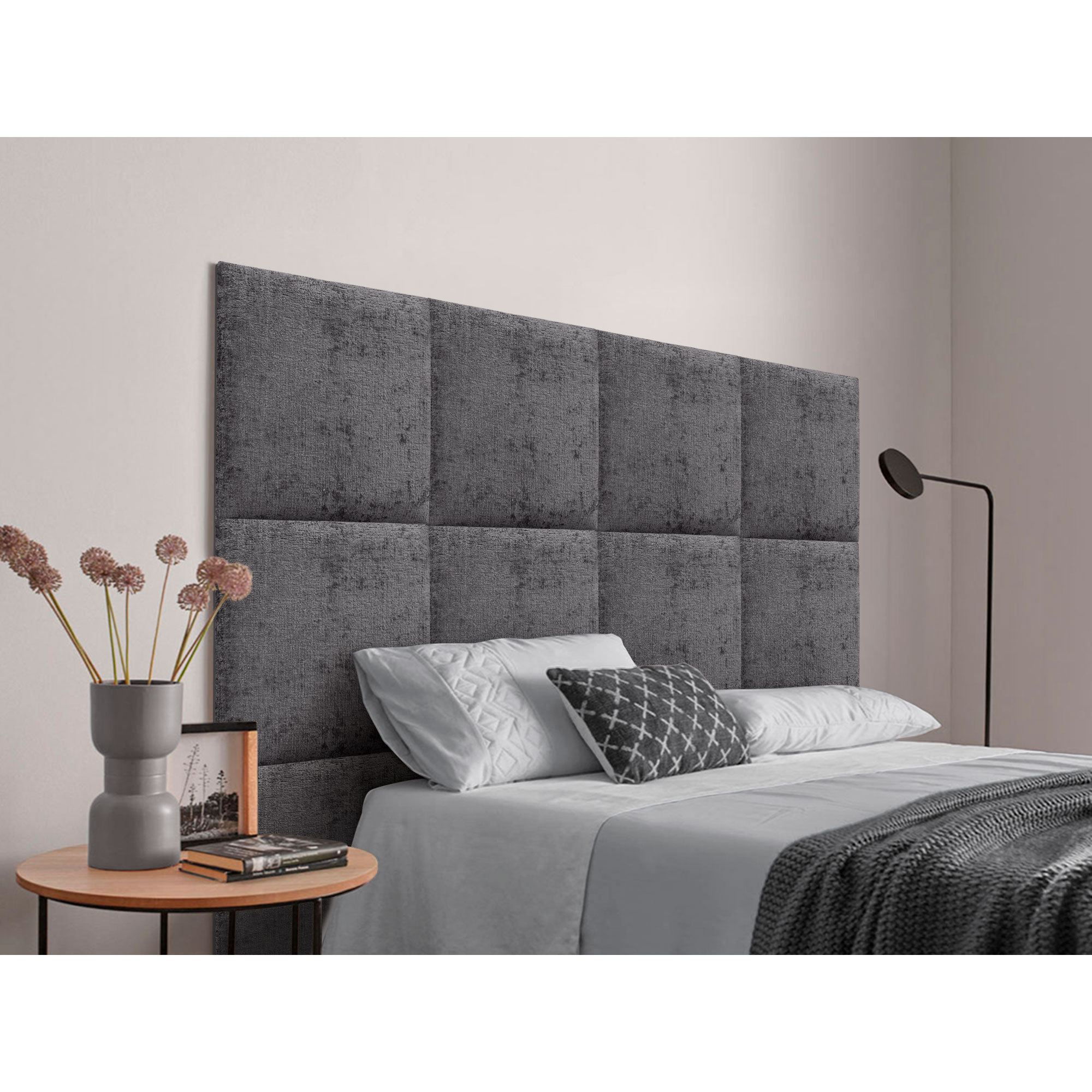 DHOME Cabecero Tapizado Compuesto de Paneles Autoadhesivos Intercambiables de Lana Ecológica Premium Cama Lujo