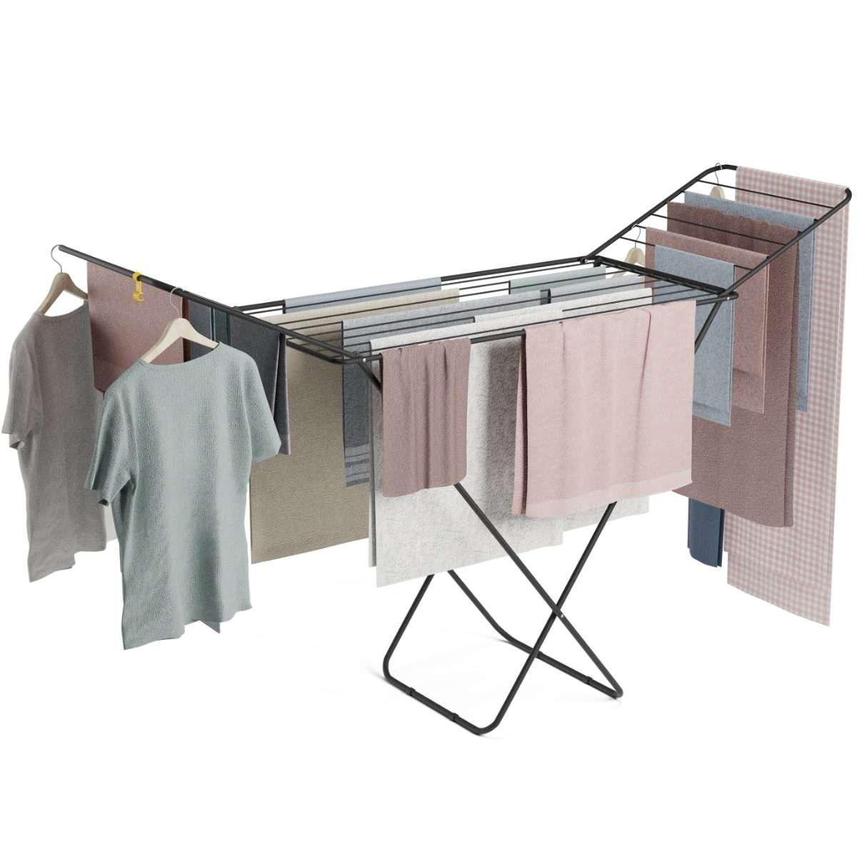 Newlux Tendedero Plegable Stand V20 Blanco con Alas180x55x112 cm, 19m de Capacidad