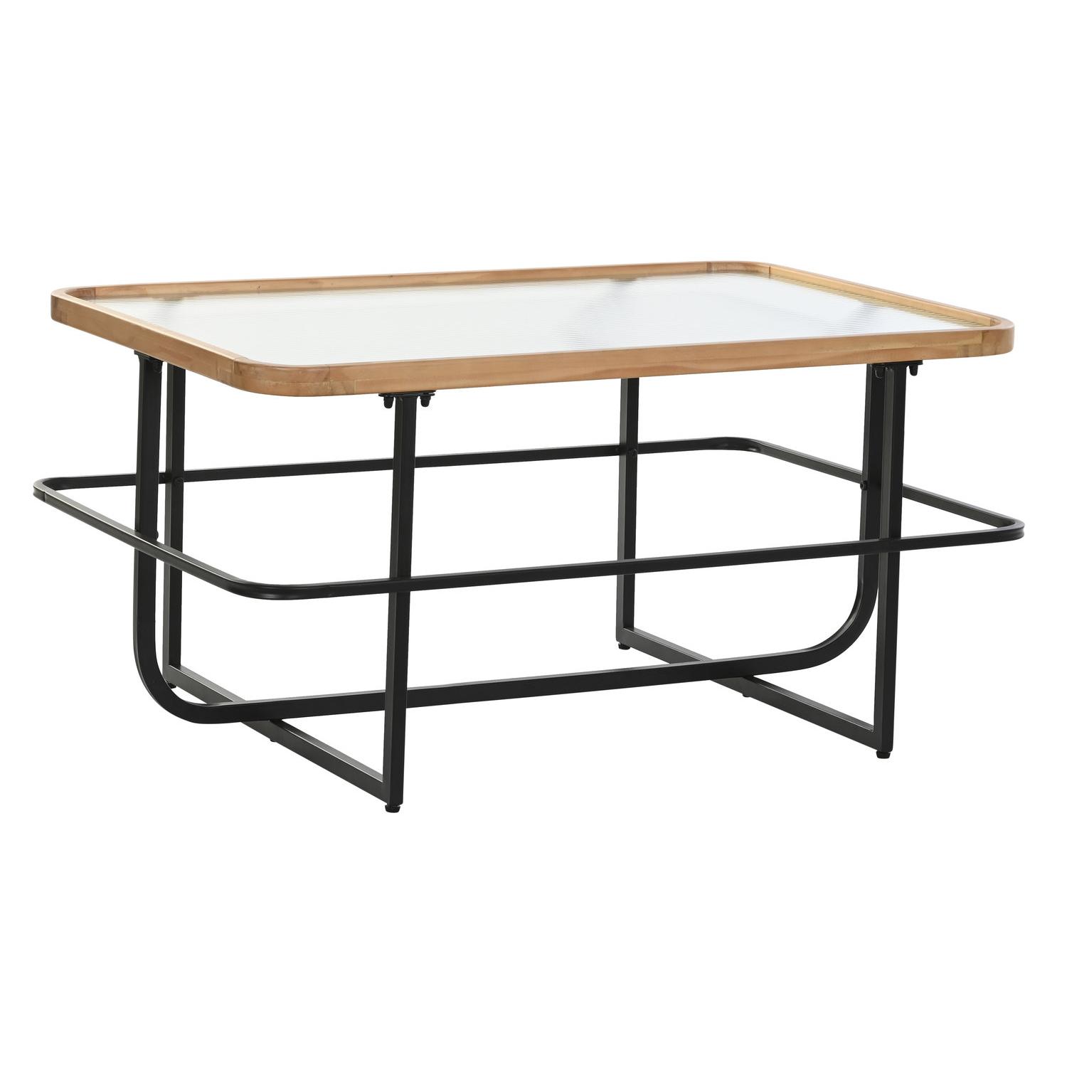 Mesa Centro Metal Cristal 90X60X46 Negro - Fijalo - El mejor complemento para tu hogar.