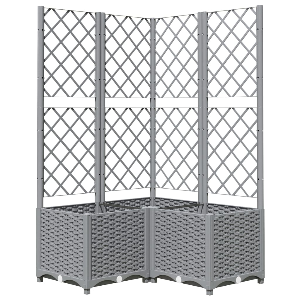 vidaXL Jardinera con enrejado PP 80x80x136 cm Color Gris oscuro,  Marrón,  Negro y mas