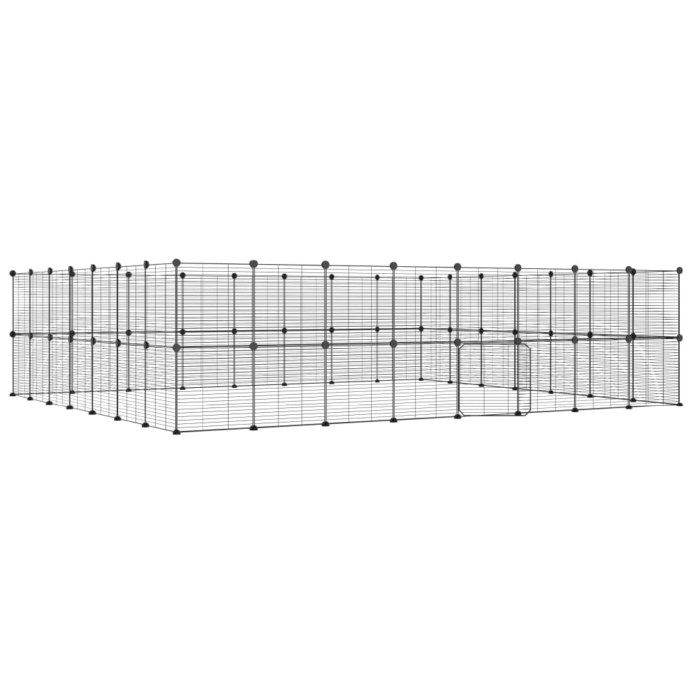 vidaXL JAULA PARA MASCOTAS DE 60 PANELES PUERTA ACERO NEGRO 35X35 CM