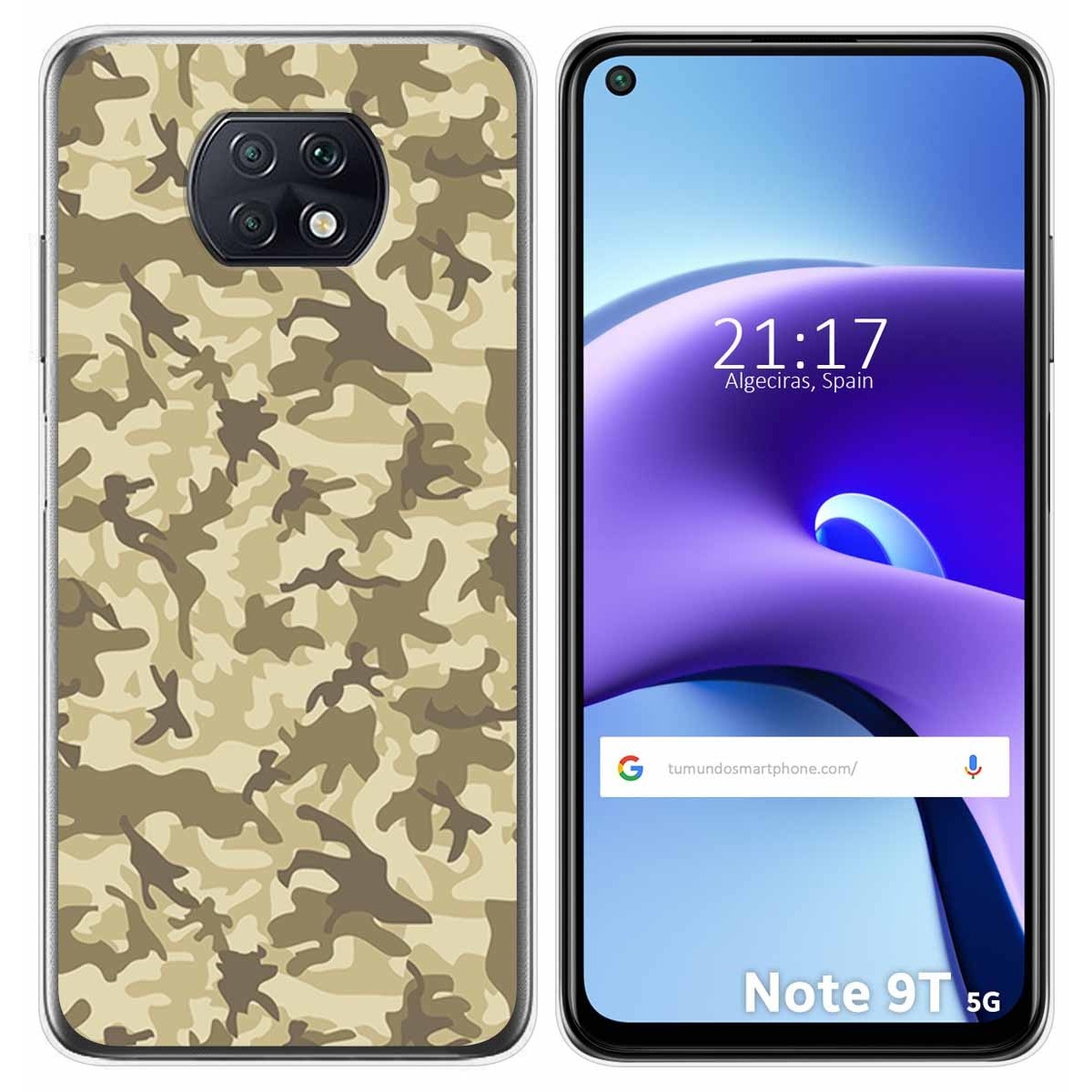 Tumundosmartphone Funda Gel Tpu para Xiaomi Redmi Note 9T 5G diseño Sand Camuflaje Dibujos