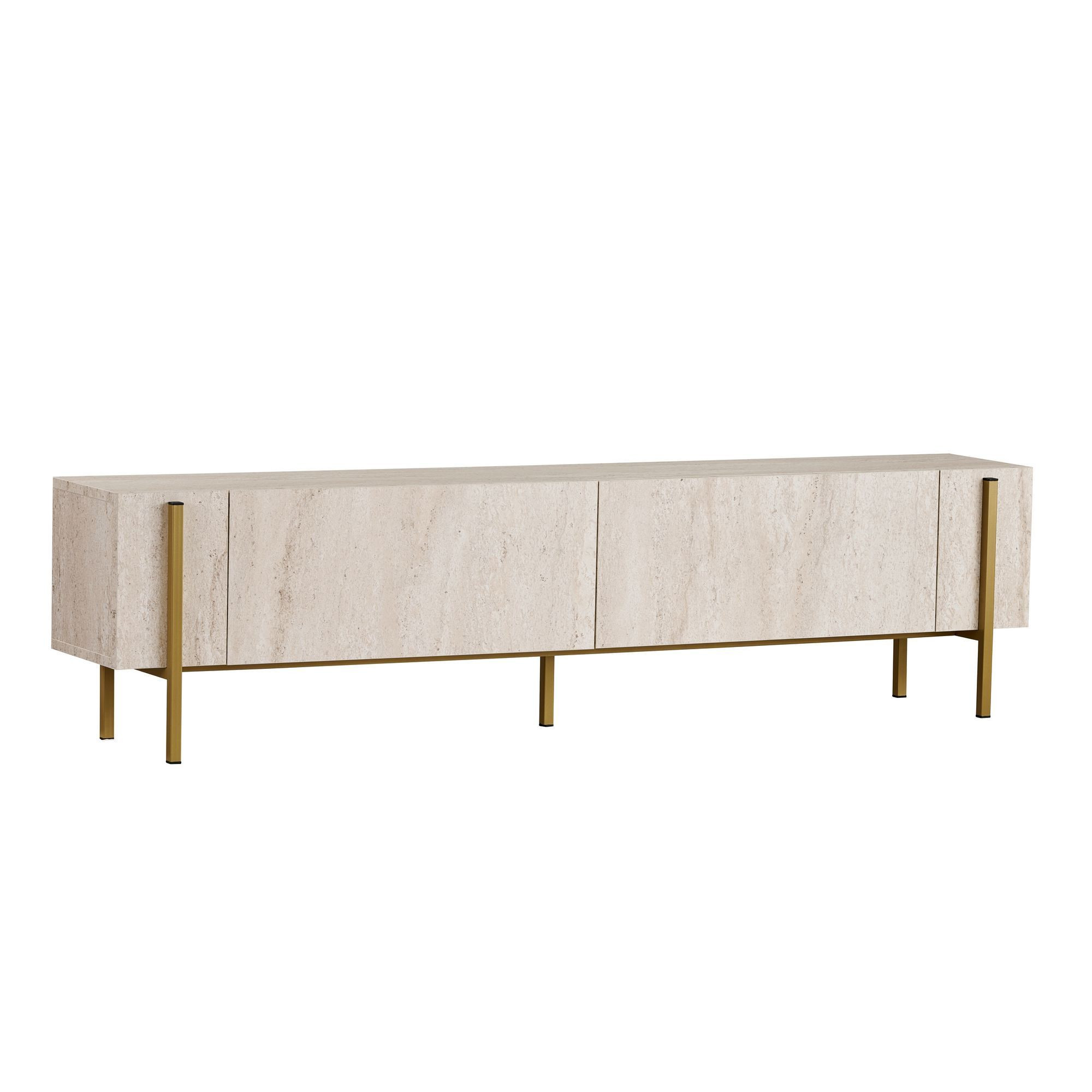 Habitat y Jardin - Soporte de TV de madera "Nexus" - 180 x 30 x 45 cm - Travertino / Oro
