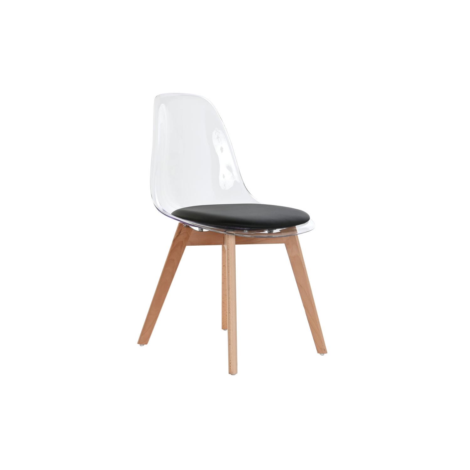 SILLA POLICARBONATO MADERA 54X47X81 TAPIZADO NEGRO FIJALO MB194130