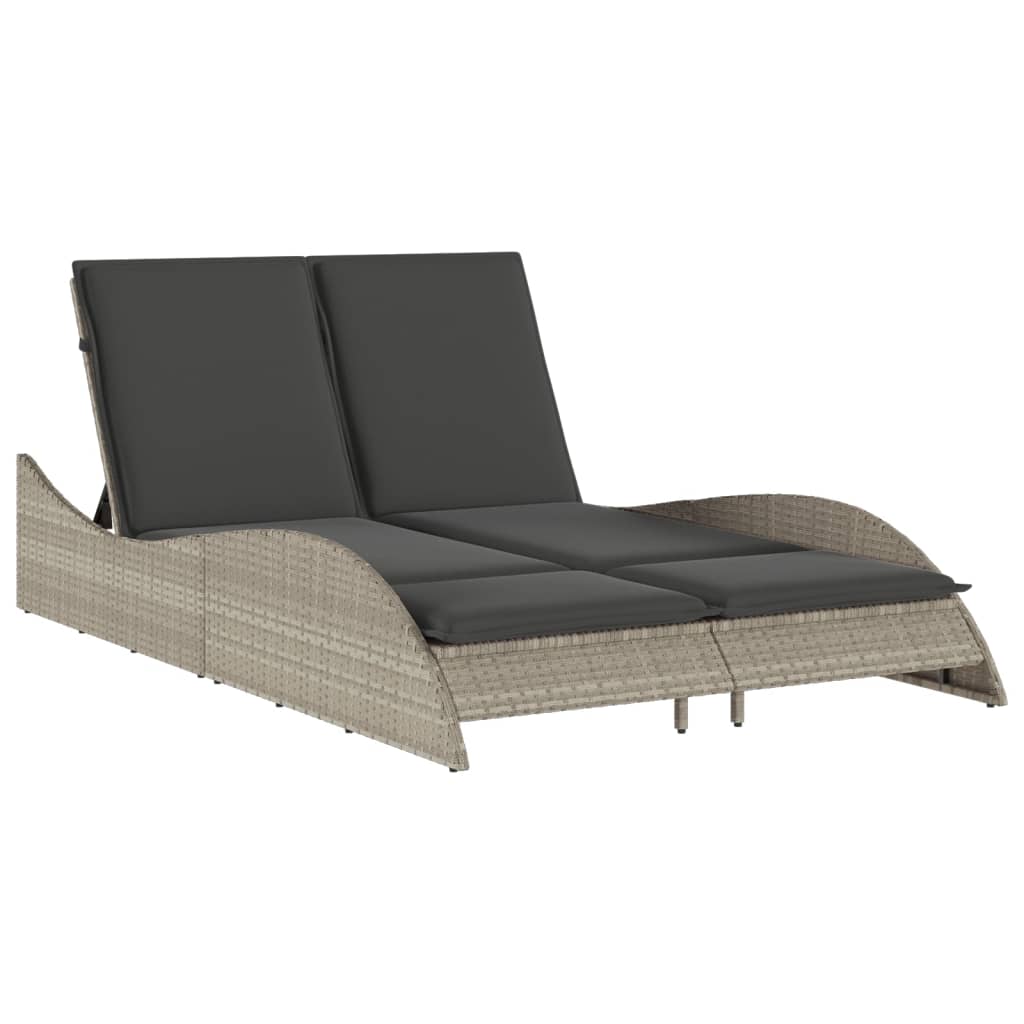 vidaXL Tumbona con cojines ratán sintético gris claro 114x205x73 cm