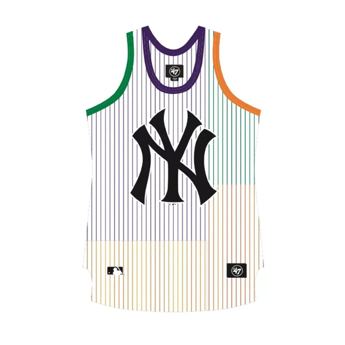 47 MLB New York Yankees Pinstriped Grafton Sleeveless T-Shirt White