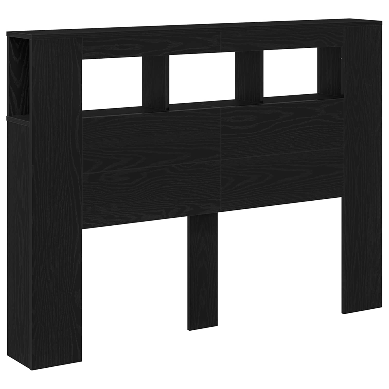 vidaXL Cabecero LED con estante Roble negro 140 x 18.5 x 103.5 cm