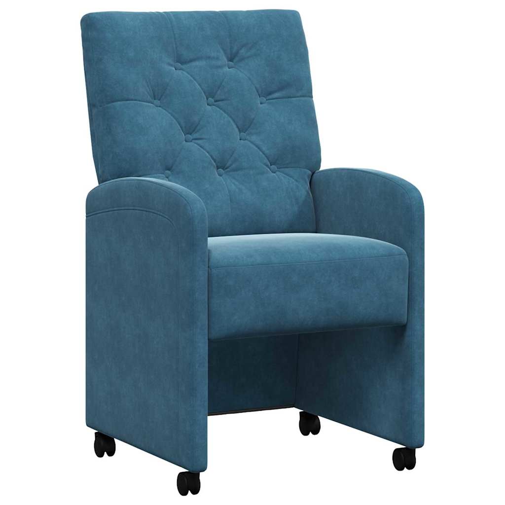 Sillas de Comedor con Ruedas 2 pcs Azul 58 x 67 x 97 cm