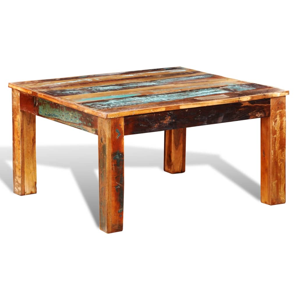 vidaXL Mesa de centro cuadrada madera reciclada Mesita de Salón o Comedor o Auxiliar Mesa de Café Meuble Salón