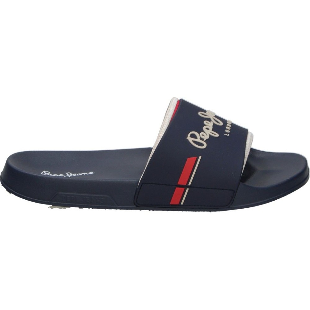 PEPE JEANS | Chancletas Pepe Jeans para Hombre – Piscinas en Color Azul Marino con Detalles del Logo – Chanclas de Pala sin Cierre – Slip On – Para Agua – Verano – Piscina – Playa – Cómodas – Modelo PMS700019-595