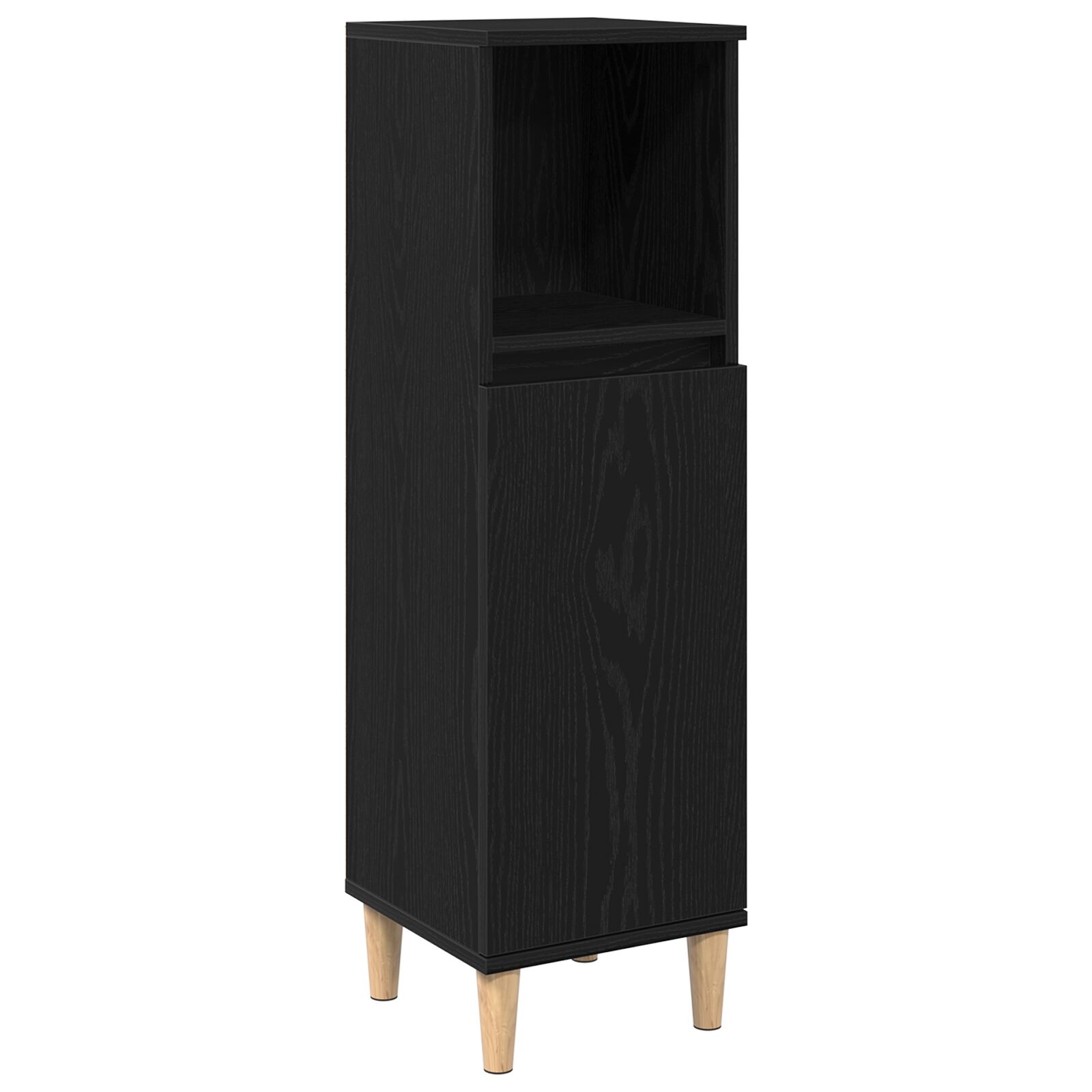 Armario de baño vidaXL Negro Roble 30x30x100 cm Madera elaborada