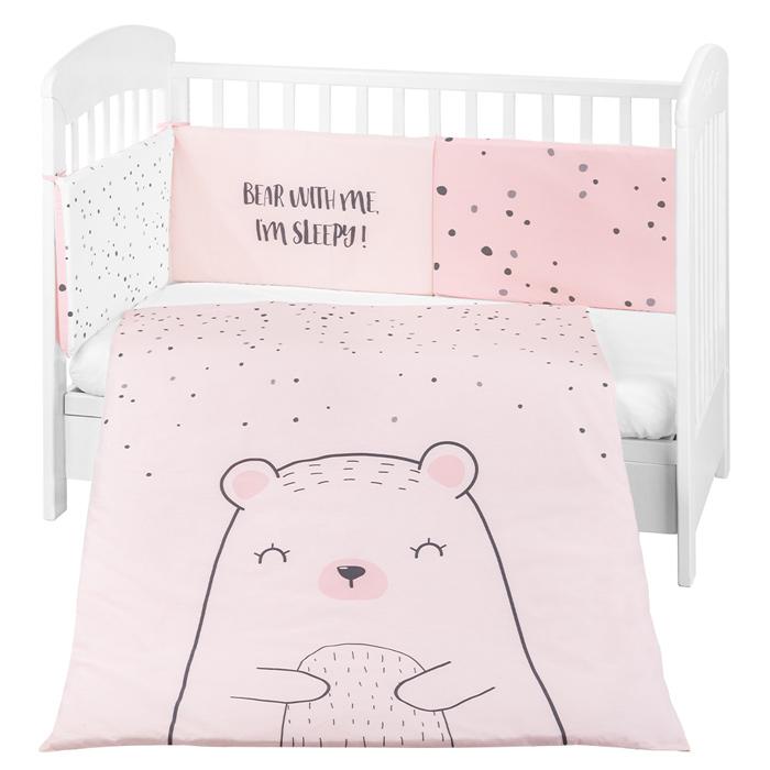 Conjunto jogo de cama 2pçs 70x140cm Kikka Boo Bear with me Rosa