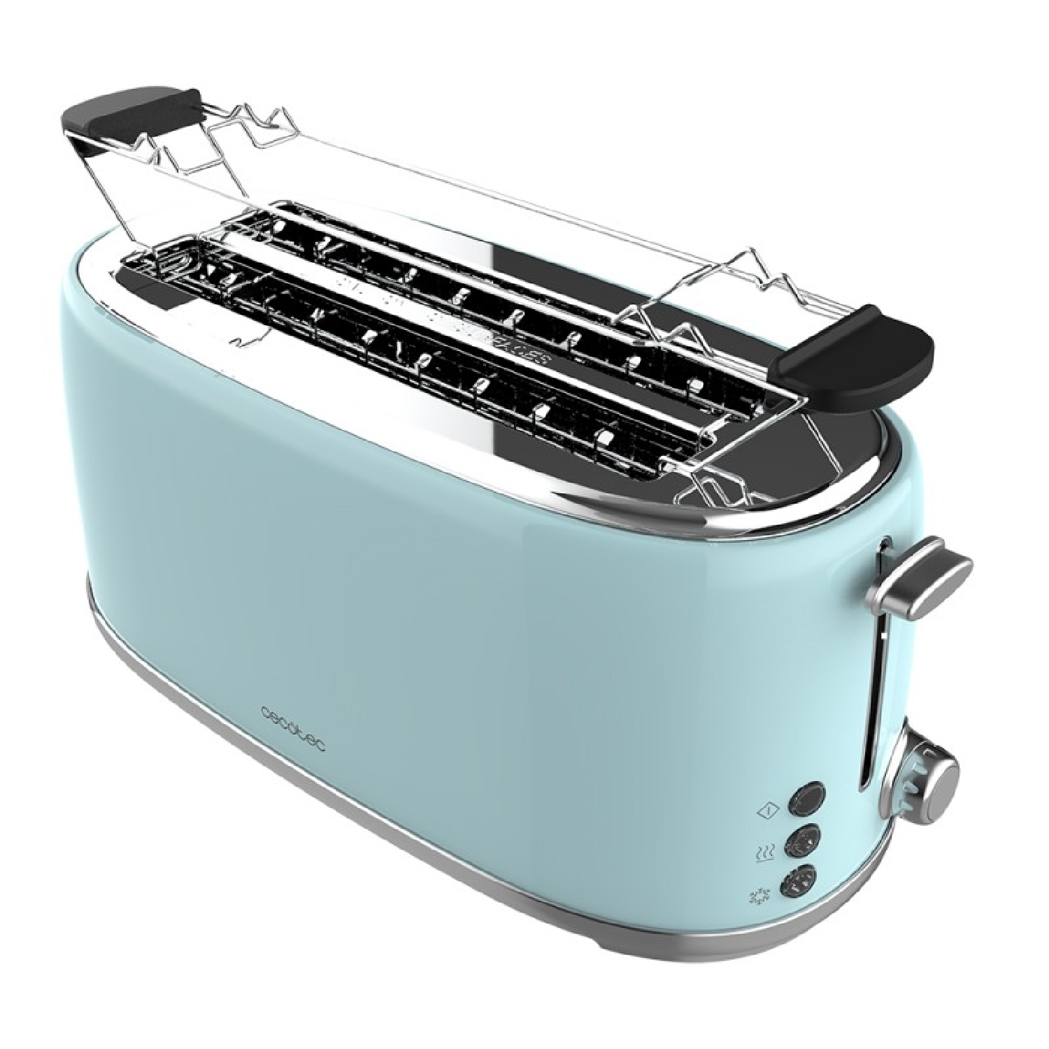 Cecotec Tostadora 4 Rebanadas Toast&Taste 1600 Retro Double Blue. 1630 W, 2 Ranuras Anchas y Largas, Varillas Superiores