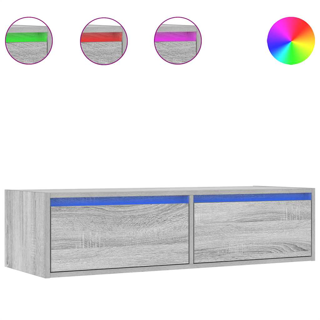 vidaXL Mueble de TV con luces LED sonoma gris 100X35,5x25 cm