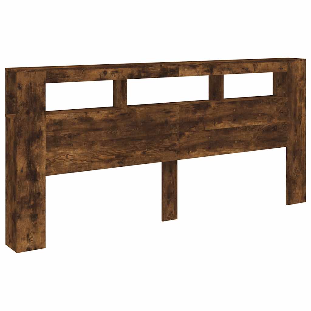 vidaXL Cabecero LED madera ingeniería roble ahumado 220x18,5x103,5 cm