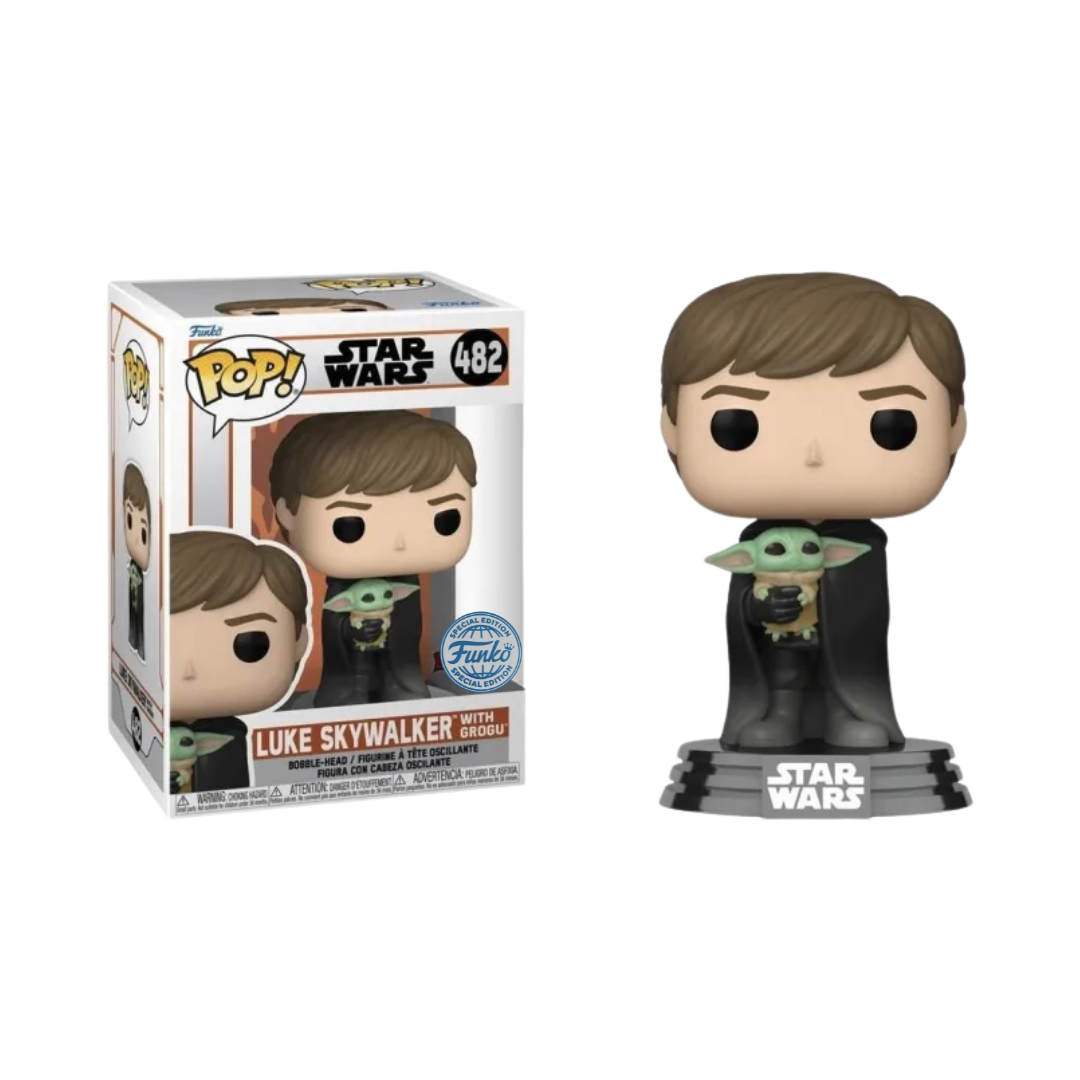 Funko Pop Star Wars Mandalorian Luke Skywalker Con Baby Yoda Special Edition 482 Figura Coleccionable