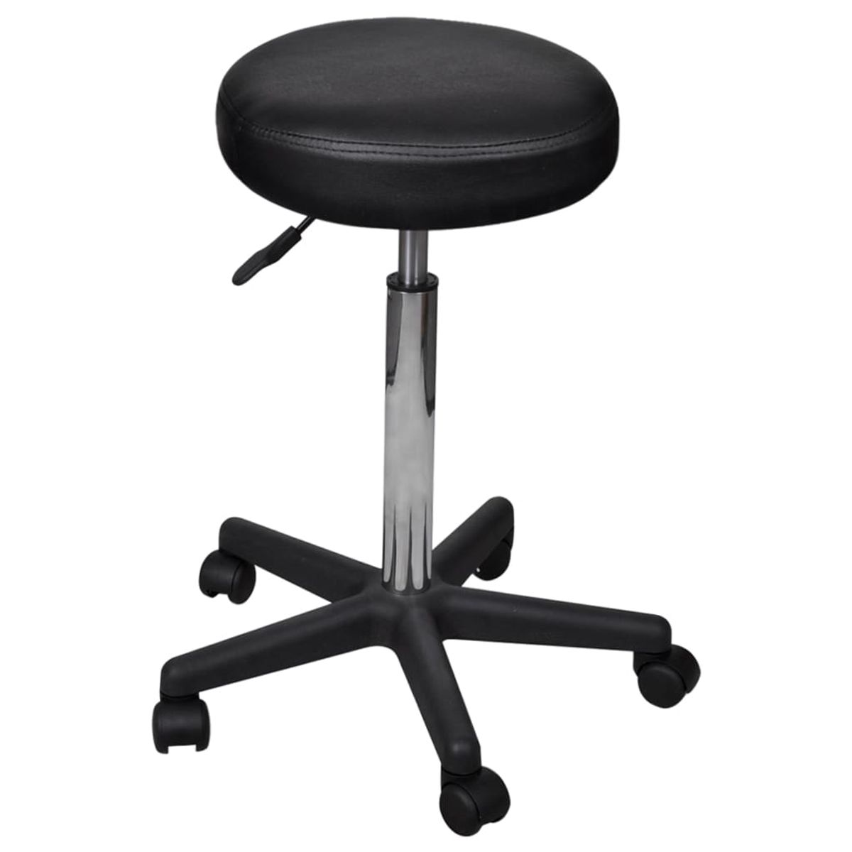 Taburete Work altura ajustable + 5 ruedas negro Ø52x64-84 cm