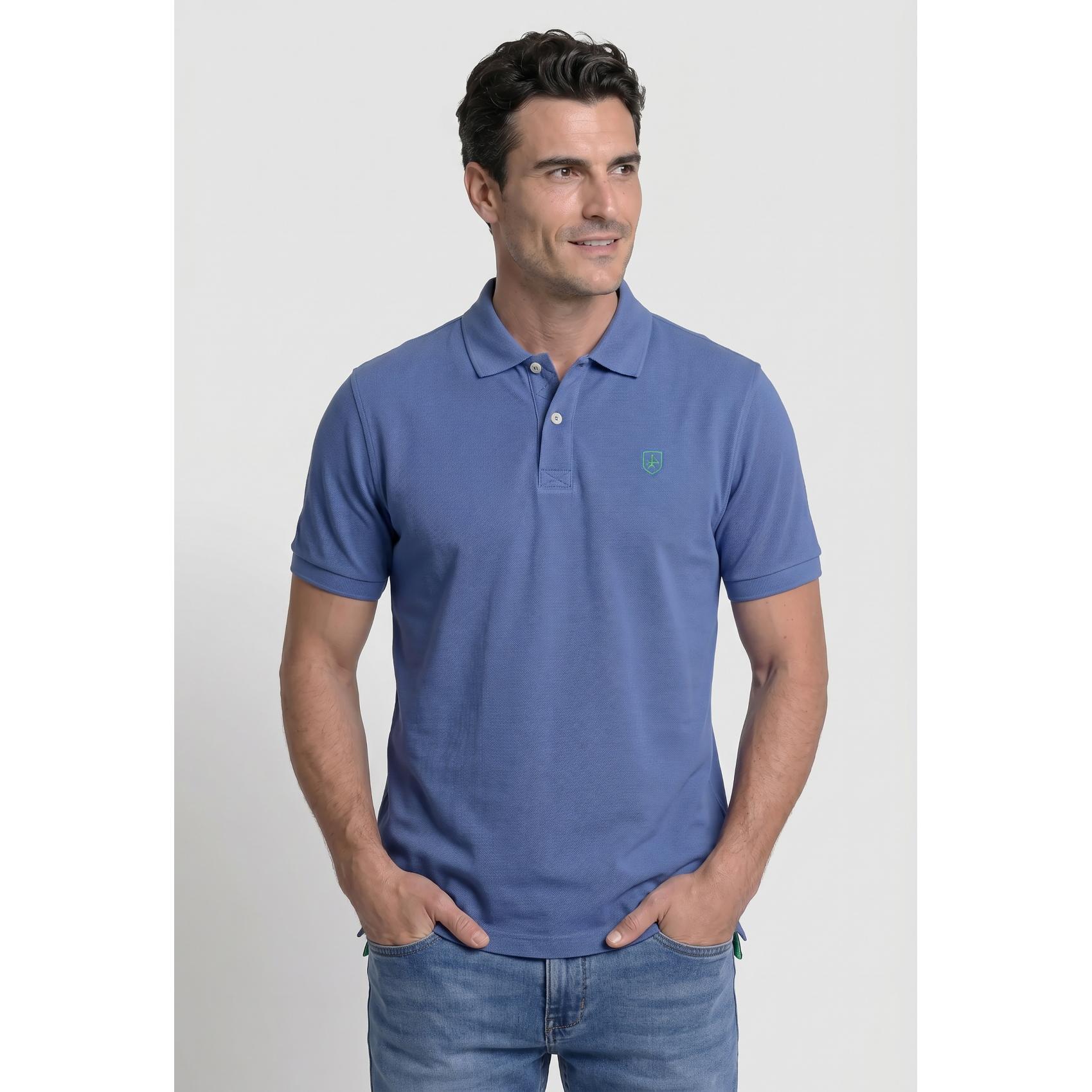 Polo Valecuatro clásico logo azul índigo