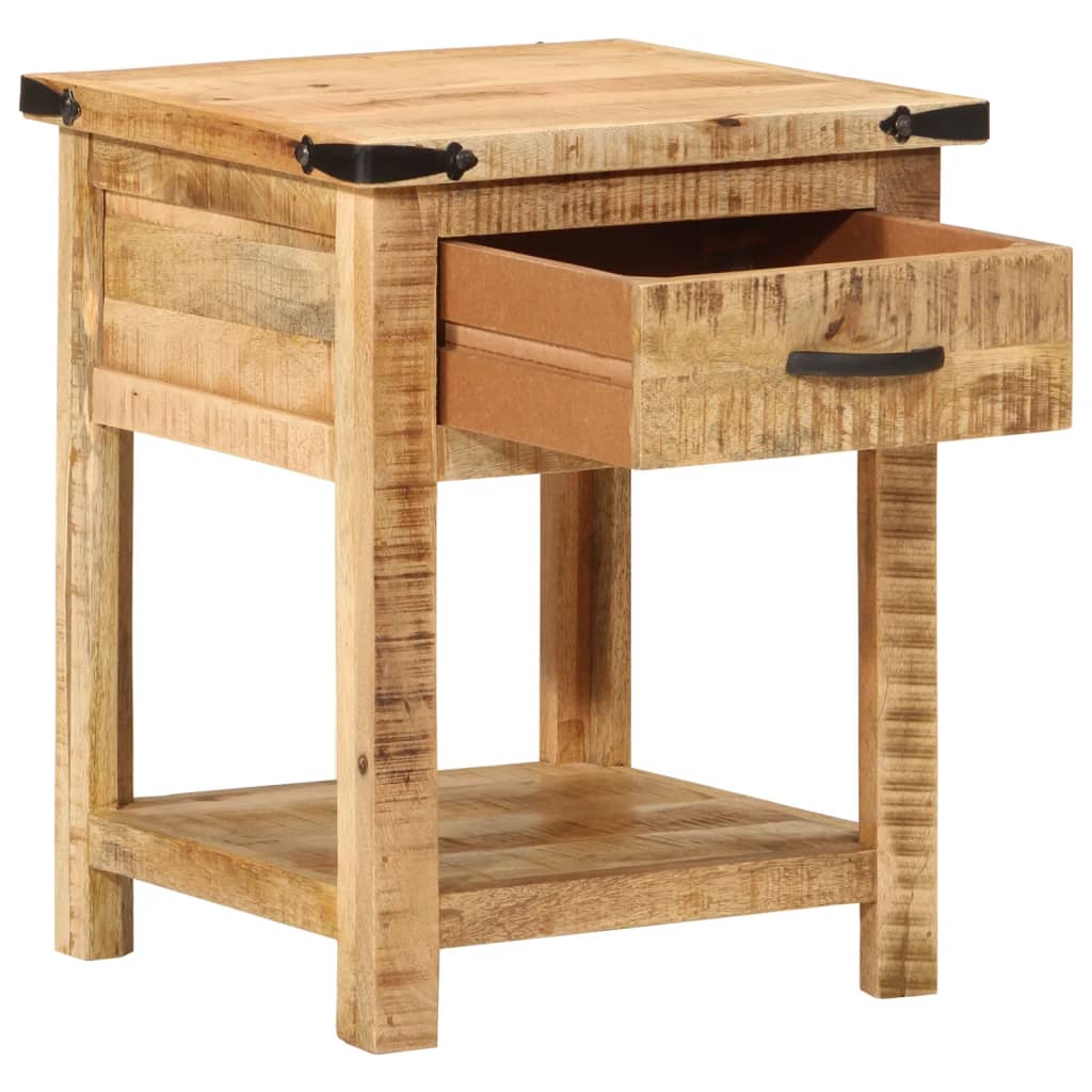 Mesita de Noche Vidaxl de Madera Maciza de Mango 40x40x50 Cm