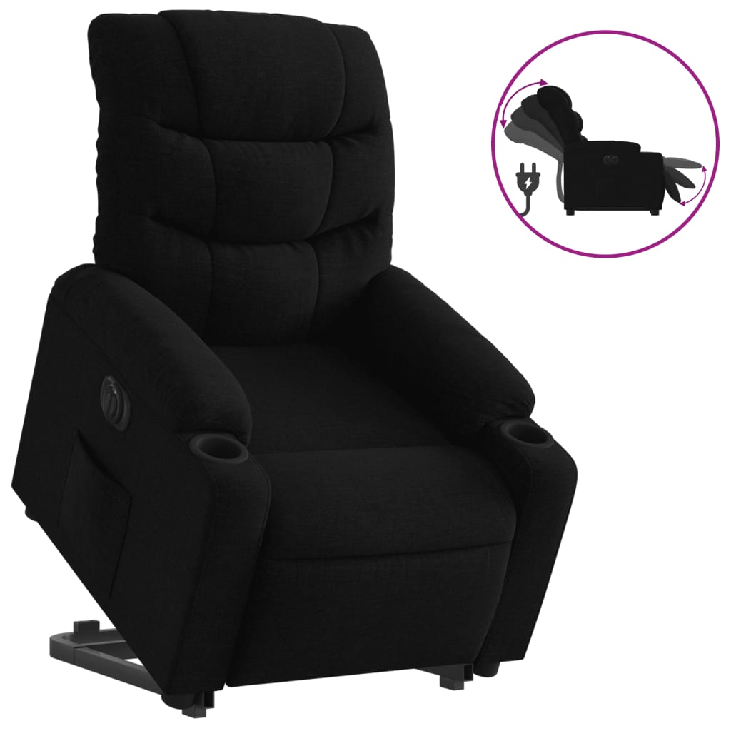 vidaXL Sillón eléctrico reclinable elevable de tela negro