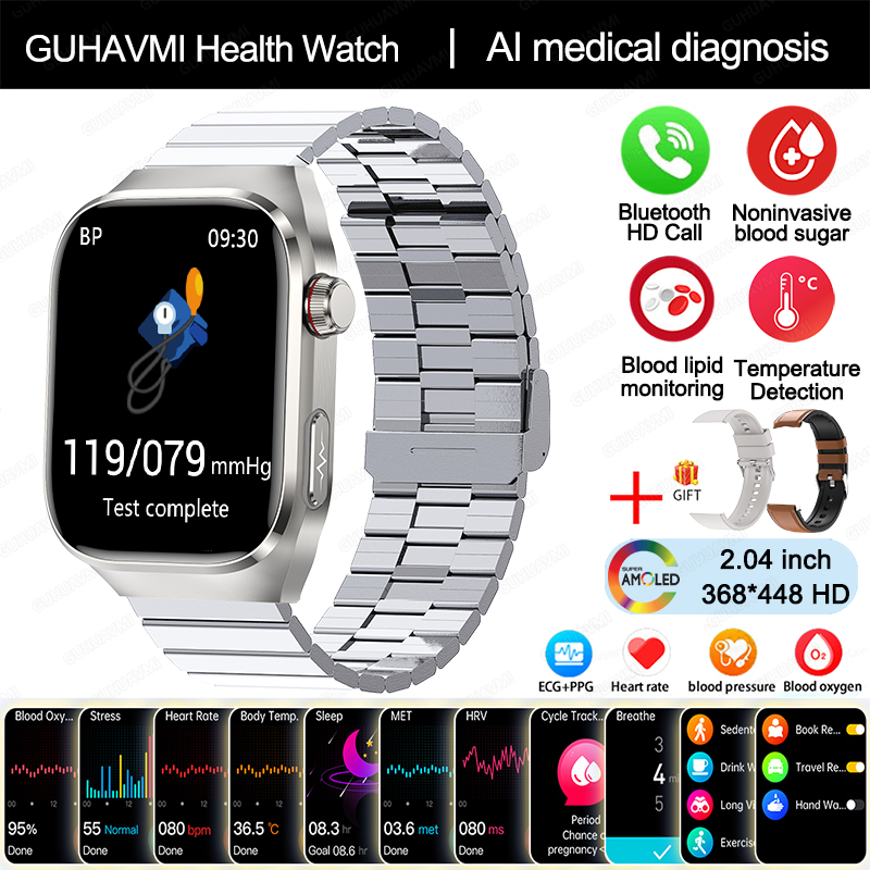 2025 Nuevo Reloj Inteligente de Diagnóstico médico AI de Cinco Órganos, Micro examen Físico de hambres y Mujeres, Smartwatch de Salud de Tres altos, Llamada Bluetooth, ECG función,Lípidos sanguíneos, ácido, monitoreo no invasivo de Azúcar en sangre