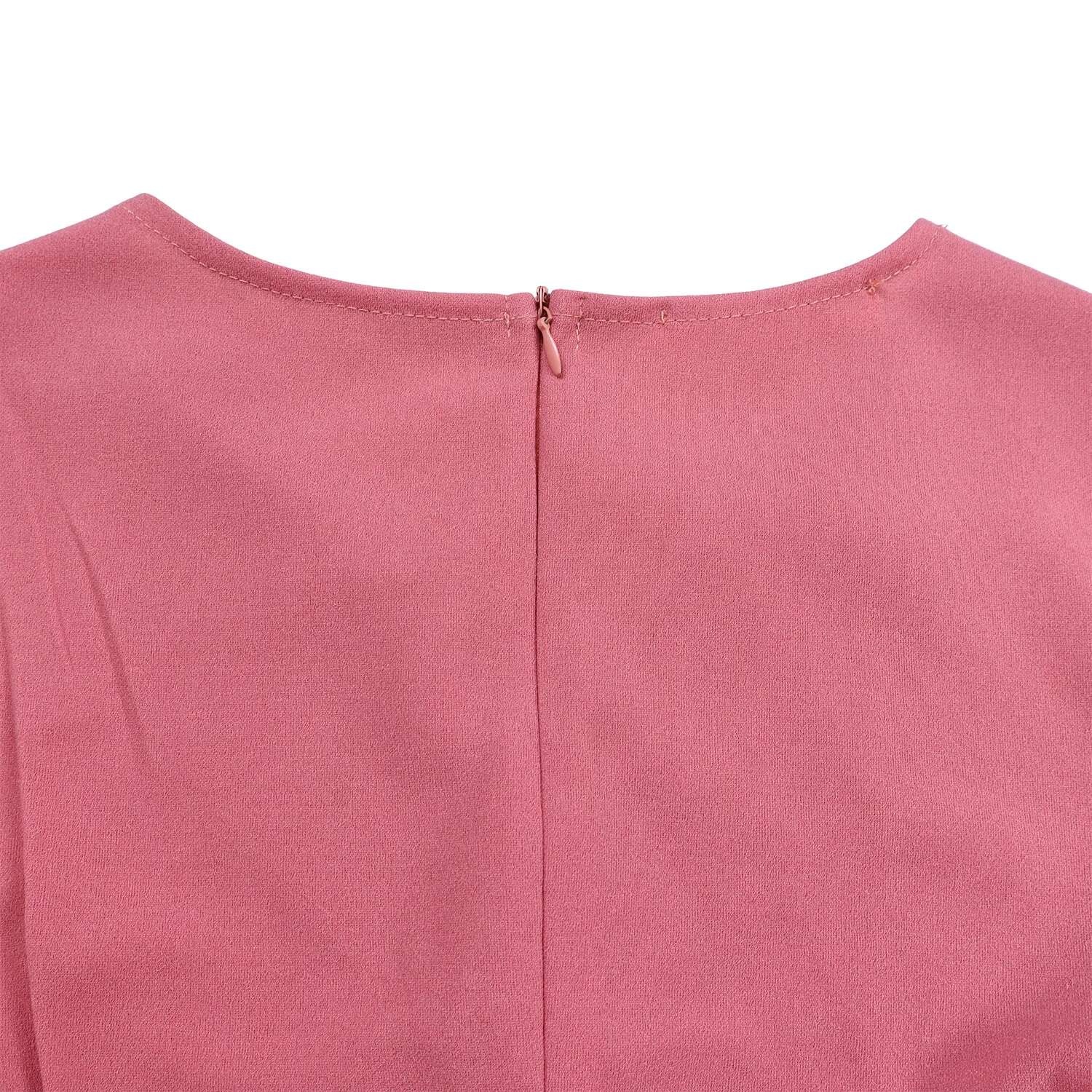 Vestido de talla grande para primavera y otoño, nuevo Color sólido a juego con cuello en V y mangas 3/4, vestido de estilo elegante ajustado para ir al trabajo a la moda - details 15